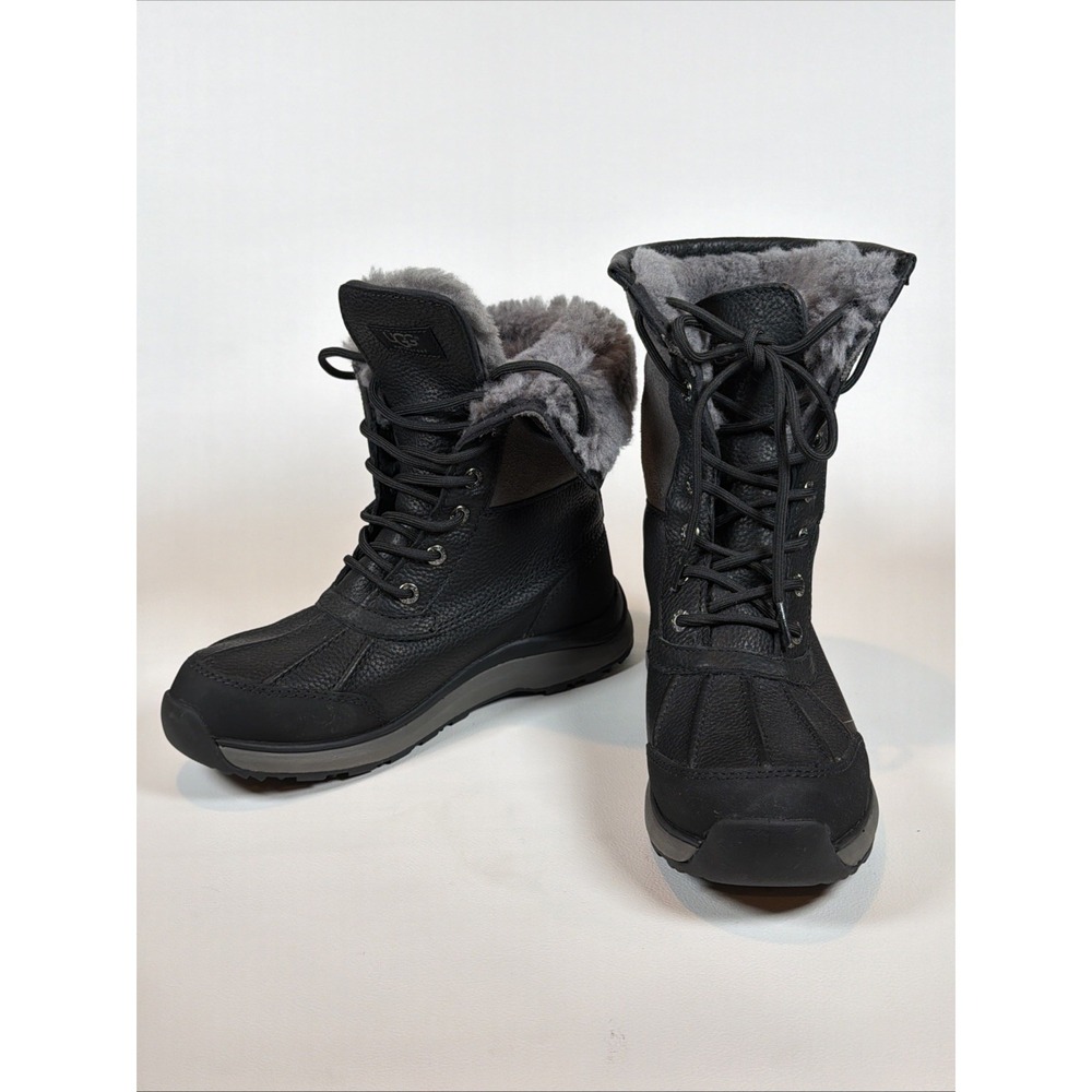 UGG Adirondack III Waterproof Winter Boots Black Shearling Vibram Women's 7.5